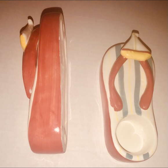 New Two Porcelain Candle Holders Flip Flop Shape Nantucket Home - Picture 3 of 12